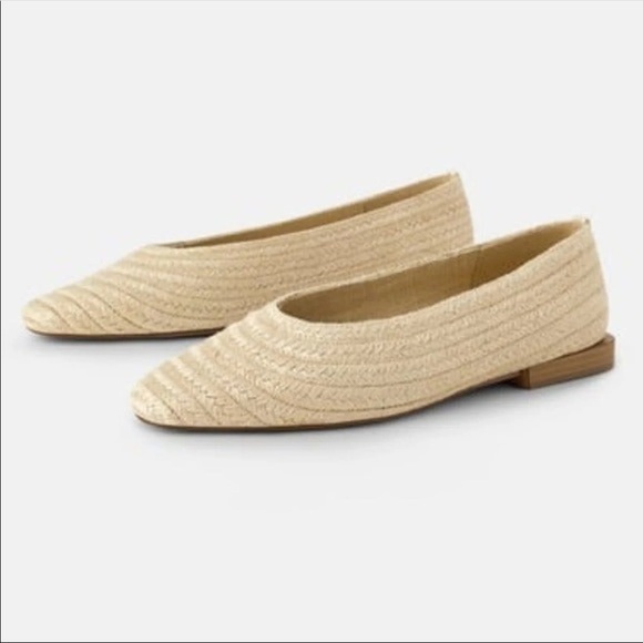 Zara Shoes - Zara Raffia Woven Jute Natural Ballet Flat Beige